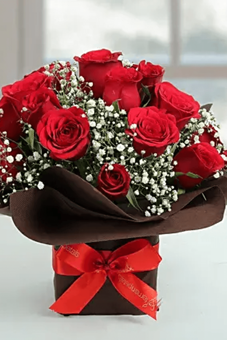 Classic Red Roses with Baby's Breath