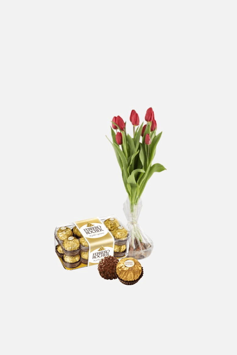 Red Tulips & Ferrero Rocher Set